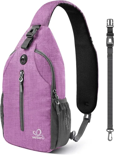 Miniatura 44 de WATERFLY Bolsa pequeña de senderismo: mochila cruzada para el pecho, mochila para hombres y mujeres con correa de hombro agradable a la piel