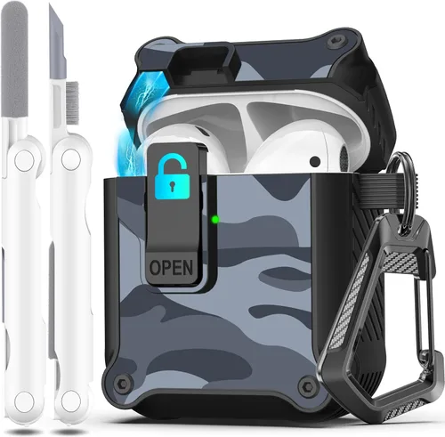 Miniatura 38 de R-fun - Funda para audífonos compatible con AirPods de 4.ª generación 2024, cubierta protectora de expulsión automática a prueba de caídas, puerto