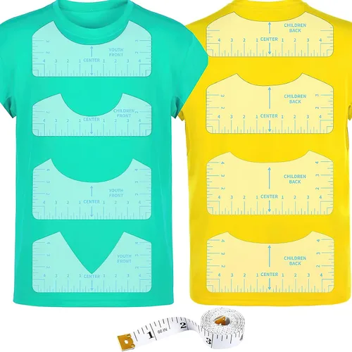 Miniatura 10 de 12 piezas de guía de regla de camisetas para alineación de vinilo, accesorios de medición de camisetas, herramientas para prensa de calor Cricut