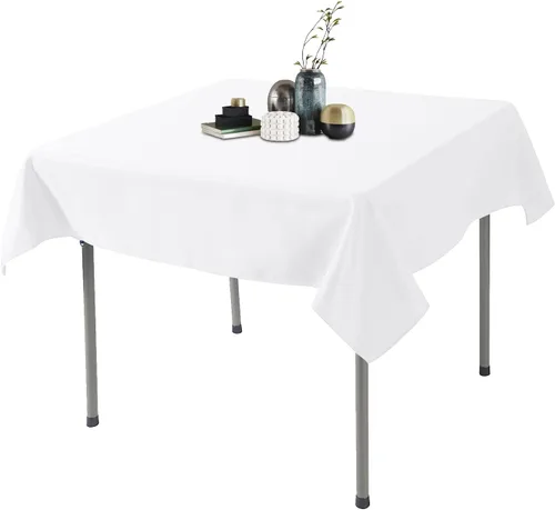 Miniatura 104 de Ascoza Paquete de 2 manteles rectangulares blancos de 60 x 84 pulgadas, tela de poliéster de 4 pies, para bodas, banquetes, restaurantes y fiestas