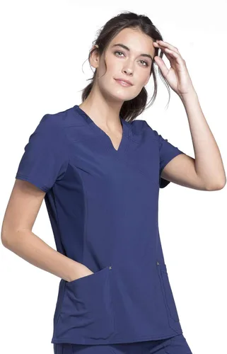 Miniatura 6 de Cherokee Women Mock Wrap Contemporary Fit Scrubs Top with Stretchy Knit Panel CK680