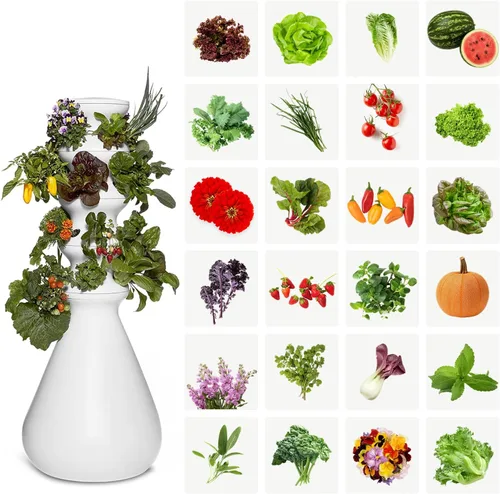 Miniatura 11 de Kit de inicio Lettuce Grow Farmstand con anillos luminosos y 12 créditos para plántulas Pequeño kit de sistema de cultivo hidropónico Torre
