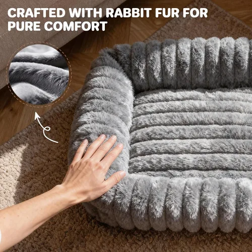 Miniatura 4 de Cama para perros pequeños y medianos, lavable y autocalentable, para gatos de interior, cama mullida de piel de conejo para mascotas para cachorros