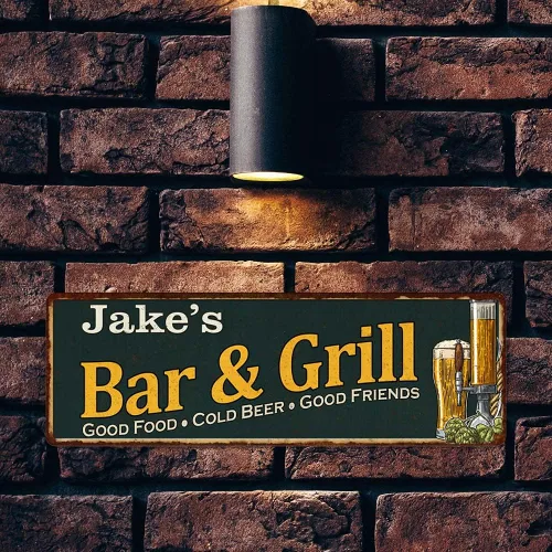 Miniatura 3 de Letrero personalizado de bar y parrilla, letreros con nombre personalizado, decoración de pub de cerveza, decoración de parrilla, para hombre