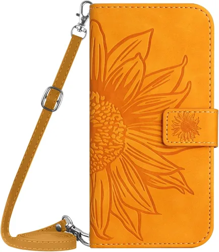 Miniatura 8 de XYX Wallet Case Compatible with Xiaomi Redmi Note 10s, Emboss Half Flower Floral PU Leather Flip Protective Case with Adjustable Shoulder Strap for