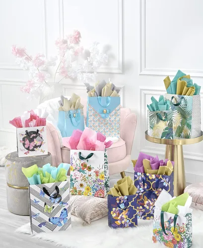 Miniatura 7 de Papyrus 4 hojas de papel de seda dorado para cumpleaños, manualidades, bricolaje y más Oro