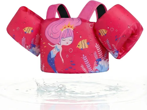 Miniatura 13 de Gogokids Chaleco de natación para niños pequeños, flotadores para niños de 24 a 66 libras, bonita chaqueta de natación de dibujos animados con arnés