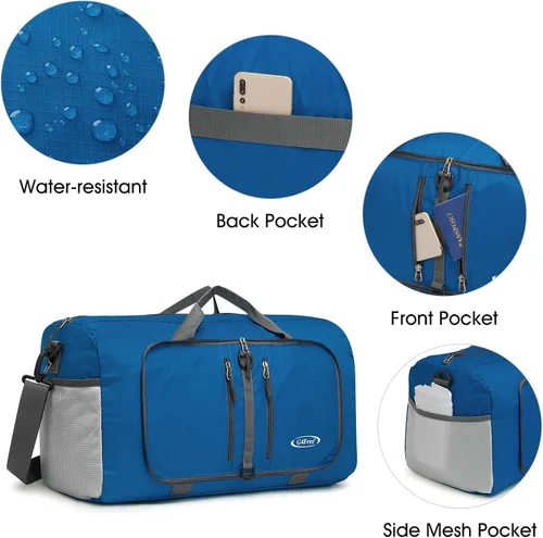 Miniatura 4 de G4Free, bolsa plegable, de lona, para viajar, liviana, de 22 pulgadas, para equipaje, deportes, gimnasio