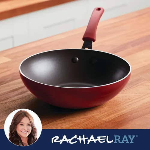 Miniatura 5 de Rachael Ray Cook + Create - Sartén antiadherente para freír, 10.5 pulgadas, color rojo