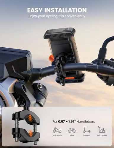 Miniatura 3 de Lamicall Soporte para Teléfono de Bicicleta y Motocicleta - [Bloqueo Rápido 1s] Clip Portátil para Teléfono Celular de Bicicleta, Abrazadera