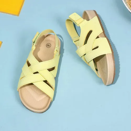 Miniatura 8 de Cubufly Sandalias para niños pequeños, de doble correa, planas, cómodas, para verano, correas elásticas en la parte trasera con gancho