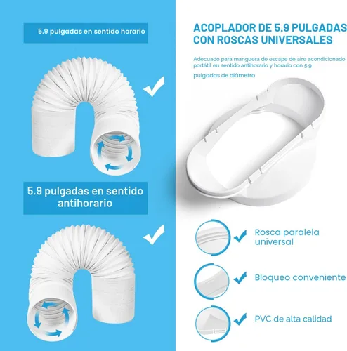 Miniatura 3 de YoleShy Kit de ventana de aire acondicionado portátil con acoplador, sello de ventana ajustable para unidad de CA, kit de ventilación de CA