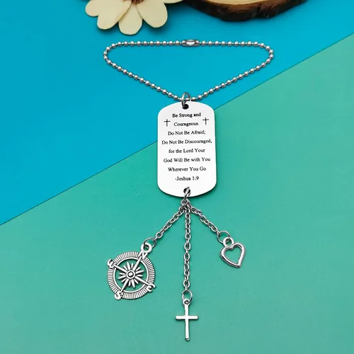 Miniatura 2 de Accesorios cristianos para colgar en el espejo retrovisor, regalo religioso inspirador para el espejo del automóvil, versículo de la Biblia, oración