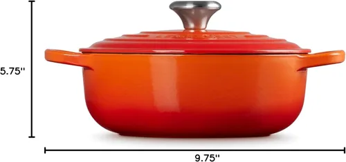 Miniatura 8 de Le Creuset Signature - Olla de hierro fundido esmaltado, 3.5 cuartos de galón, color rojo anaranjado Llama