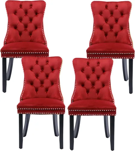 Miniatura 40 de Silla de comedor copetuda moderna de terciopelo para comedor, sillas de comedor tapizadas con remache de clavo, anillo trasero para cocina, comedor