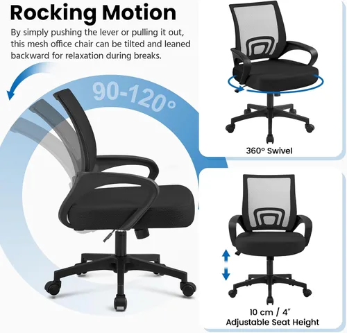 Miniatura 9 de Yaheetech Juego de escritorio y silla moderno para oficina en casa, escritorio para computadora con cajón y estantes con silla de oficina ergonómica