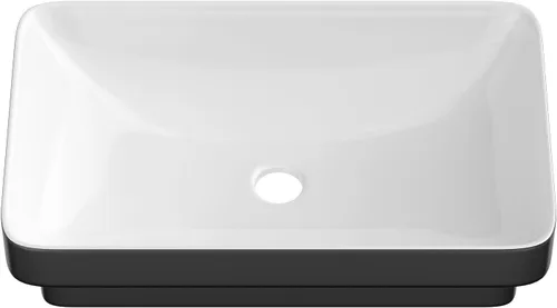 Miniatura 22 de Lordear Lavabo Rectangular de Baño Tipo Vasija 24X14 Pulgadas Lavabos de Baño Blancos de 24 Pulgadas con Borde Negro Lavabo de Cerámica Sobre