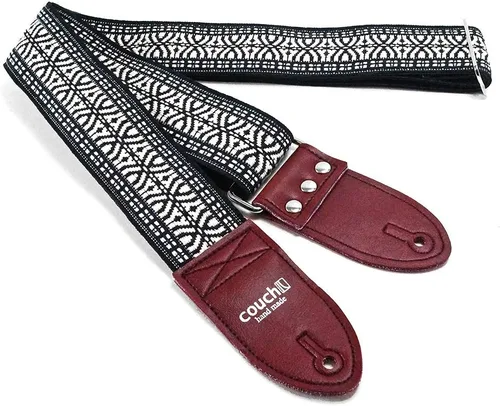 Miniatura 5 de Correa de guitarra bohemia de tejido hippie de los años 70 con cinturón de seguridad reciclado, fabricado en Estados Unidos por Couch Guitar Straps