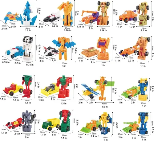 Miniatura 7 de Morphing Robot - Vehículos de juguete de construcción, mini vehículos de tracción para niños, juego de 16 figuras de acción, suministros de fiesta