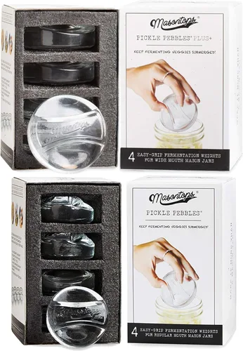 Miniatura 10 de Masontops Pickle Pebble - Pesos de fermentación de vidrio - Juego de pesas para encurtidos y fermentación - Tamaño de boca pequeña para kit