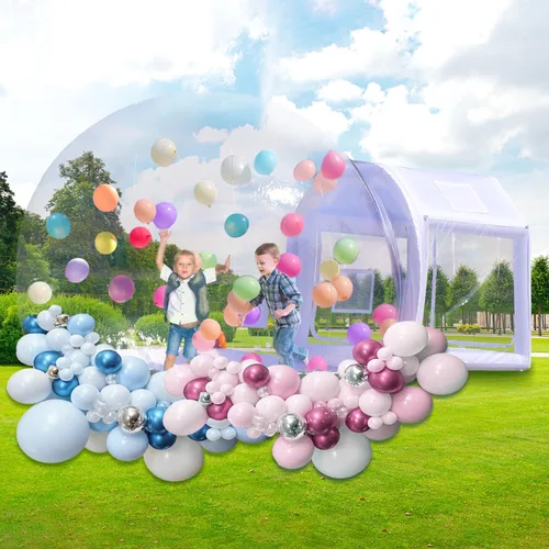 Tienda de campaña inflable de PVC transparente de 10 pies con túnel, cúpula de casa de burbujas inflable, ideal para eventos divertidos y fiestas,