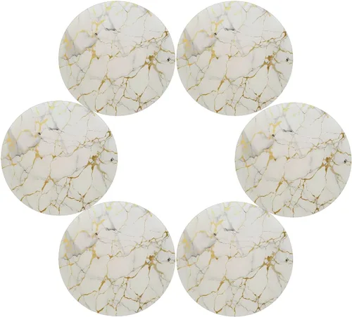 Miniatura 6 de Marble Print Gold Texture Round Place Mats Set of 1, Heat Resistant Washable Placemats Polyester Round Table Mats for Kitchen Home Decor Holiday