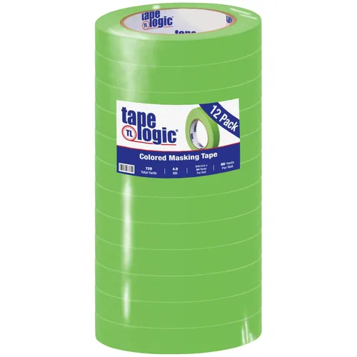 Aviditi Tape Logic - Cinta adhesiva de color de uso general, 3/4 pulgadas x 60 yardas, verde claro (paquete de 12), ideal para el hogar, oficina,