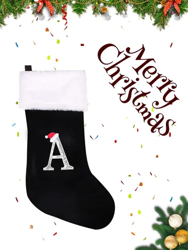 Miniatura 2 de Medias de Navidad de 20 pulgadas con monograma, letras, medias súper suaves grandes de Navidad, medias de monograma rojo para Navidad, regalo