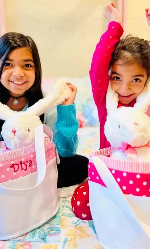 Miniatura 6 de Cesta de Pascua personalizada suave y ligera (rosa bebé)