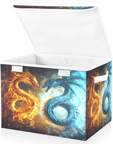Miniatura 22 de senya Contenedores de almacenamiento grandes con cubos de almacenamiento plegables de lino, caja organizadora de armario de tela, con tapa abatible