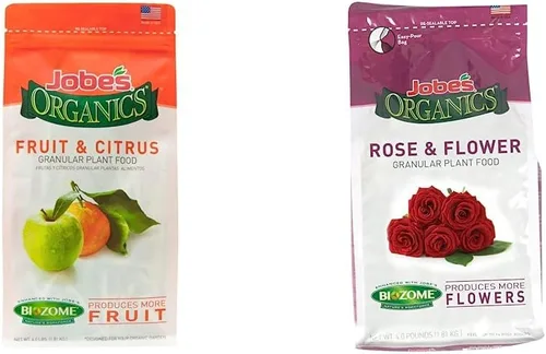 Jobe's Organics 09226NA - Alimento granular para plantas, frutas y cítricos, 4 libras, Brown & Jobe's 09426 Granular Plant Food Flower & Rose, 4