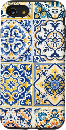 Miniatura 17 de iPhone 13 Patrón de azulejos mediterráneos sicilianos con estuche estético Maiólica