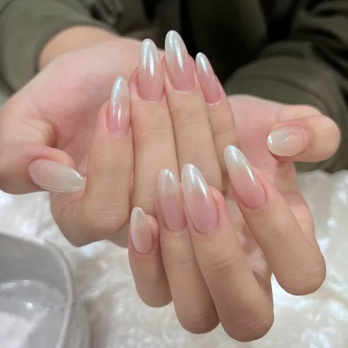 Miniatura 8 de 2 piezas de polvo de uñas cromado blanco lunar, polvo de uñas cromado perla aurora, polvo de pigmento de azúcar blanco brillante holográfico con Luz