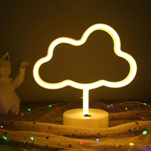 Miniatura 2 de ENUOLI Linda nube de luz de neón LED en forma de nube, luces nocturnas, marquesina, letrero de neón, decoración de mesa para fiesta de Navidad, nubes