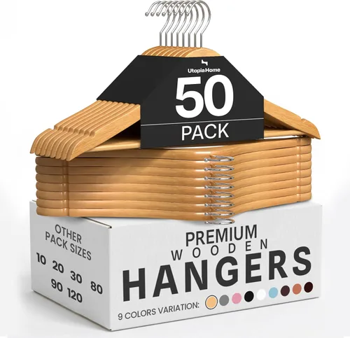 Miniatura 19 de Utopia Home Perchas de madera de alta calidad, paquete de 20 – Percha de madera resistente y duradera – Percha de madera con gancho giratorio de 360