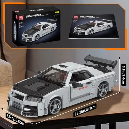 Miniatura 6 de Mould King 10113 MOC Supercar Kit de bloque técnico de carreras, modelo coleccionable, juego de construcción de autos de carreras para adultos
