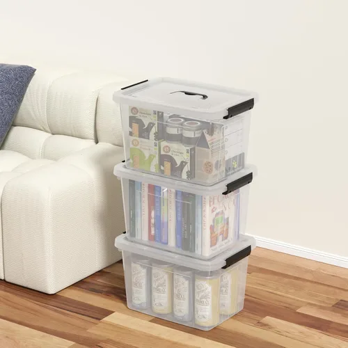 Miniatura 4 de Readsky Contenedor de plástico de 18 cuartos de galón con tapas y asa, bolsa de almacenamiento de plástico transparente, 4 paquetes