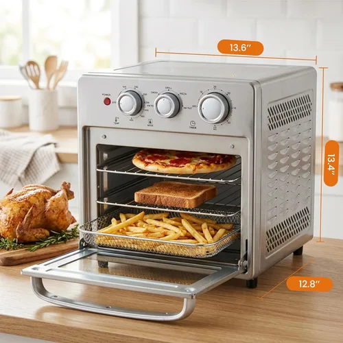 Miniatura 3 de Simple Deluxe Combo de horno tostador con freidora de aire de 16.9 cuartos de galón, horno de convección 5 en 1 con freidora de aire, parrilla