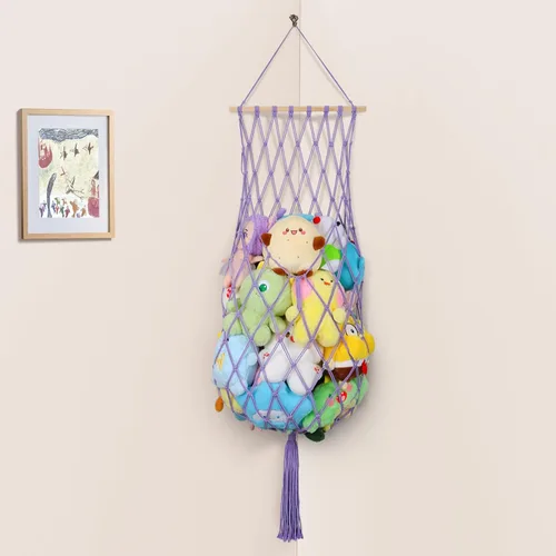 Miniatura 22 de Almacenamiento de animales de peluche jumbo de 63 pulgadas con luz LED de estrella, hamaca de juguete para colgar en la pared del techo sobre