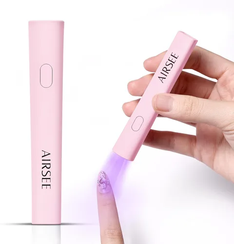 Miniatura 8 de AIRSEE Mini luz UV de mano para uñas de gel, lámparas de uñas recargables portátiles, 2 temporizadores para decoración de pegamento de diamantes
