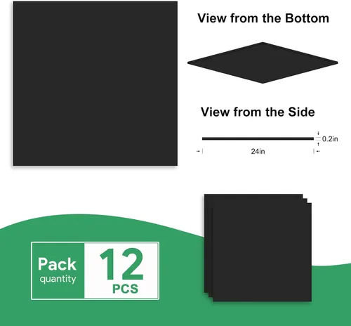 Miniatura 6 de Baldosa de Techo Suspendido Negra Lisa de 2 pies x 2 pies, Panel de Techo de PVC – Impermeable, Lavable y Resistente al Fuego - PVC de Alta Calidad
