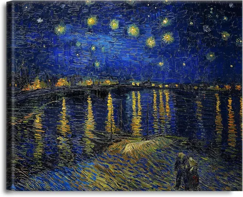 Miniatura 101 de A&T ARTWORK Noche estrellada sobre el Ródano de Vincent Van Gogh. Tamaño del marco: 36 x 30 pulgadas, tamaño de la imagen: 30 x 24 pulgadas