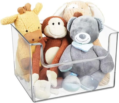 Miniatura 6 de mDesign - Organizador de almacenamiento de plástico con frente abierto y diseño de inmersión para organización del hogar - Estantes, casillero