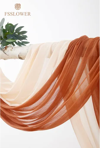 Miniatura 5 de Kit de flores para arco de boda con cortinas (paquete de 4) – 2 guirnaldas artificiales de terracota de lujo con 2 cortinas transparentes