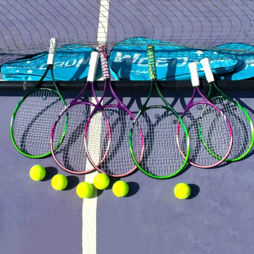 Miniatura 7 de Raqueta de tenis para niños de 19 pulgadas, 23 pulgadas, 25 pulgadas, raqueta de tenis para jóvenes/jóvenes, con bolsa de transporte, overgrips y 23