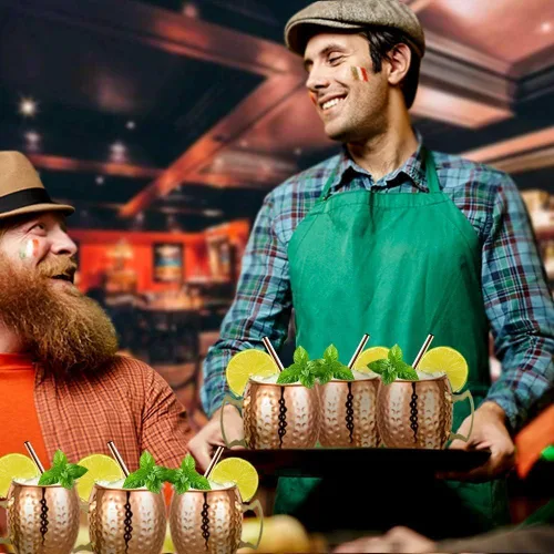 Miniatura 6 de LINALL Moscow Mule - Juego de 6 tazas de acero inoxidable chapadas en cobre de 18 onzas, para bebidas frías (paquete de 6)
