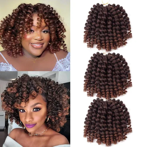 Miniatura 11 de Trenzas de ganchillo 2X Ringlet Jumbo Wand Curl 3 unids/lote 8 pulgadas 20 raíces Jamaicana Rizo en espiral trenzado trenzado sintético senegalés 1b