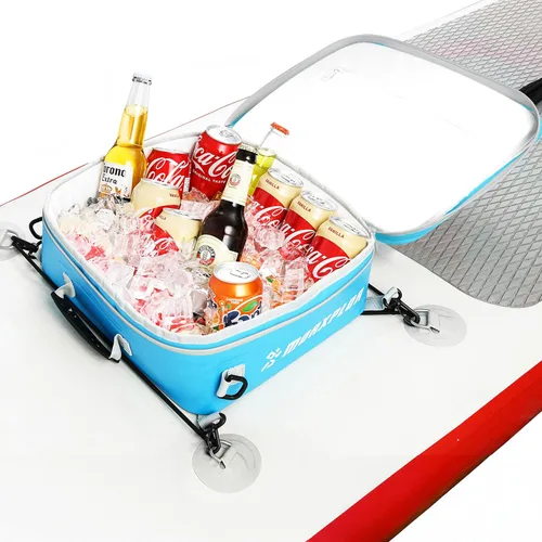 Miniatura 17 de MORXPLOR Bolsa térmica impermeable de PVC para paddleboard, 12 latas, enfriador aislado suave para paddleboard, camping, kayak Azul oscuro