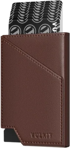 Miniatura 12 de VULKIT Cartera de tarjetas desplegable con bloqueo RFID, funda delgada de aluminio para tarjetas bancarias con bolsillo para dinero de negocios