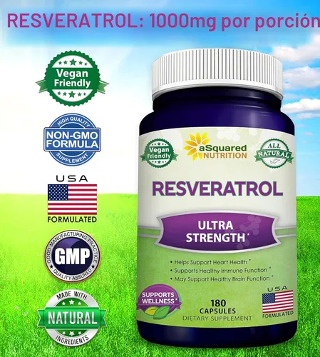 Miniatura 4 de 100% Resveratrol Natural - 1000mg Por Porción Fuerza Máxima (180 Cápsulas) Suplemento Antioxidante, Píldoras de Trans-Resveratrol para la Salud